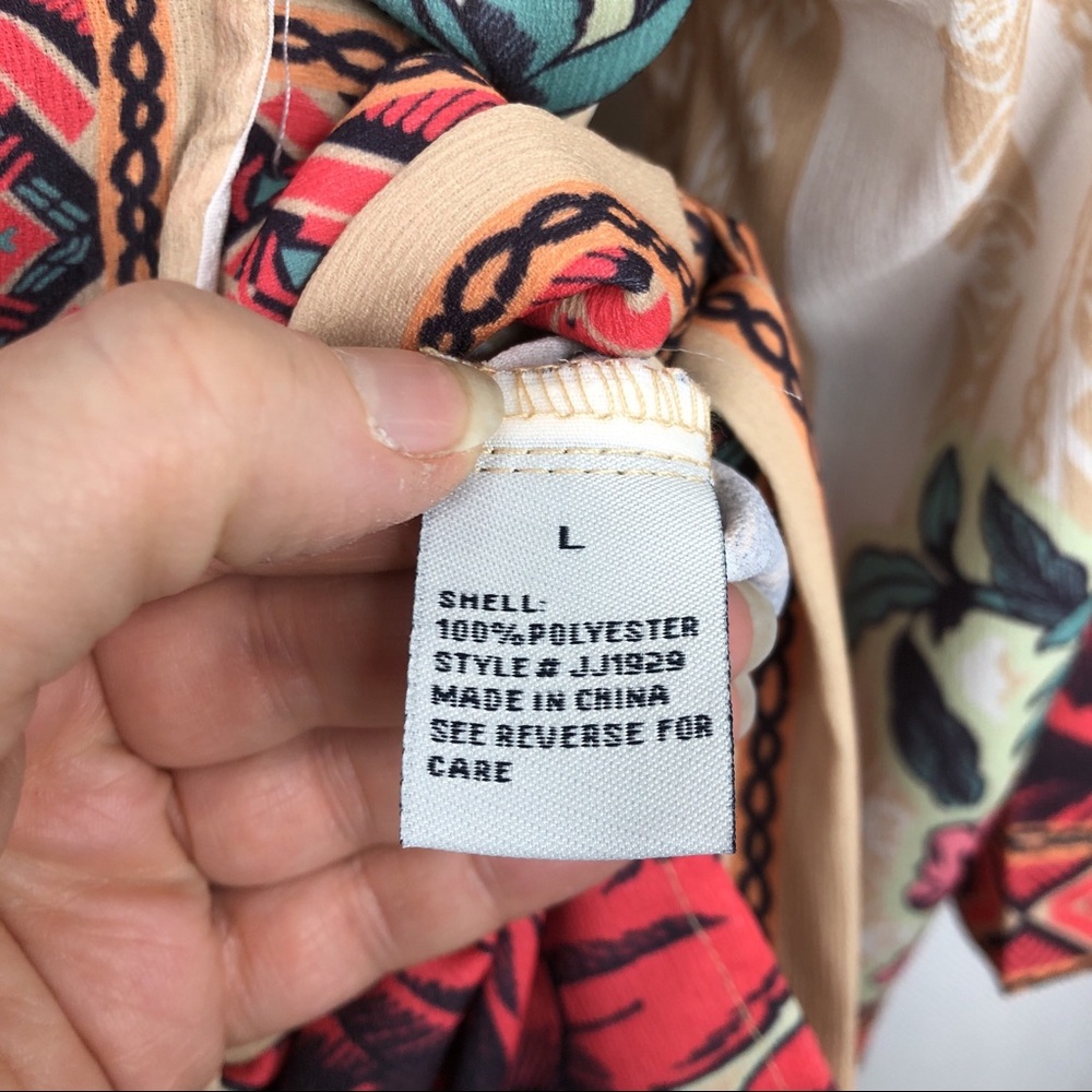 Jealous Tomato Peace Print Wrap Top Dolman Sleeves - Picture 3 of 6